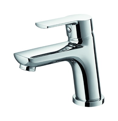 Rubinetto per lavabo da bagno commerciale Maniglia singola in metallo cromato 142 mm di altezza