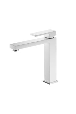 Rubinetto per lavabo alto moderno bianco con design a disco in ceramica