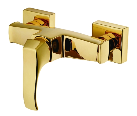 Rubinetto per miscelatore per doccia in oro chiaro con maniglia centrale Rubinetti per bagno in ottone massiccio