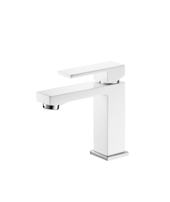 Elegante bianco opaco per camera degli ospiti Rubinetto per lavabo Maniglia in zinco a 1 foro