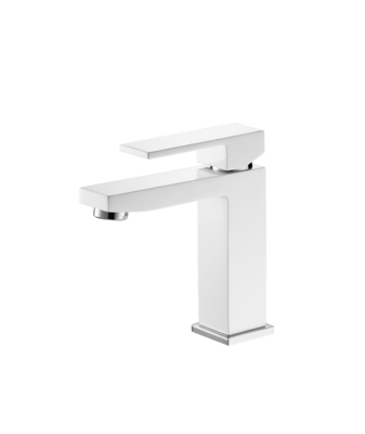 Rubinetto per lavabo dal design aerodinamico Miscelatore in ottone bianco con cartuccia da 25 mm