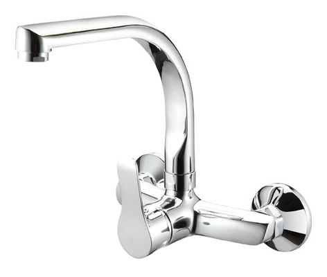 Rubinetto miscelatore da cucina cromato a 2 fori Installazione a parete Rubinetto per lavello girevole monocomando