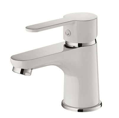 Rubinetto lavabo monocomando cartuccia ceramica cromo/bianco Rubinetto bagno