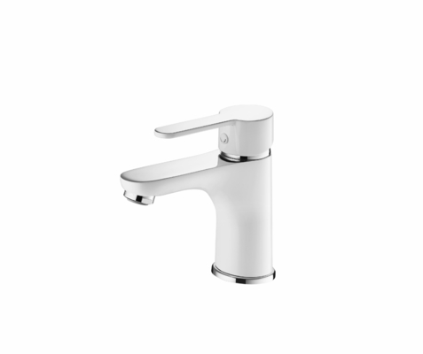 Rubinetto lavabo acqua calda e fredda in ottone monocomando cromato/bianco
