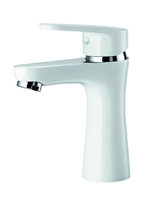 Rubinetto per lavabo da bagno moderno Ottone mezzo cromato mezzo bianco
