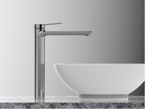 Rubinetto Miscelatore Lavabo Bagno Con Cartuccia Ceramica In Ottone Cromo Nero Canna Alta