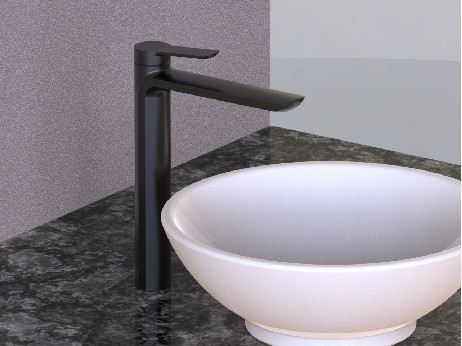 Rubinetto Miscelatore Lavabo Bagno Con Cartuccia Ceramica In Ottone Cromo Nero Canna Alta