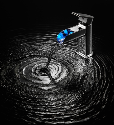 Bagno lavandino Rubinetto Deck Montaggio a leva singola Cascata Bacino Mixer Rubinetto LED Singolo buco Chrome